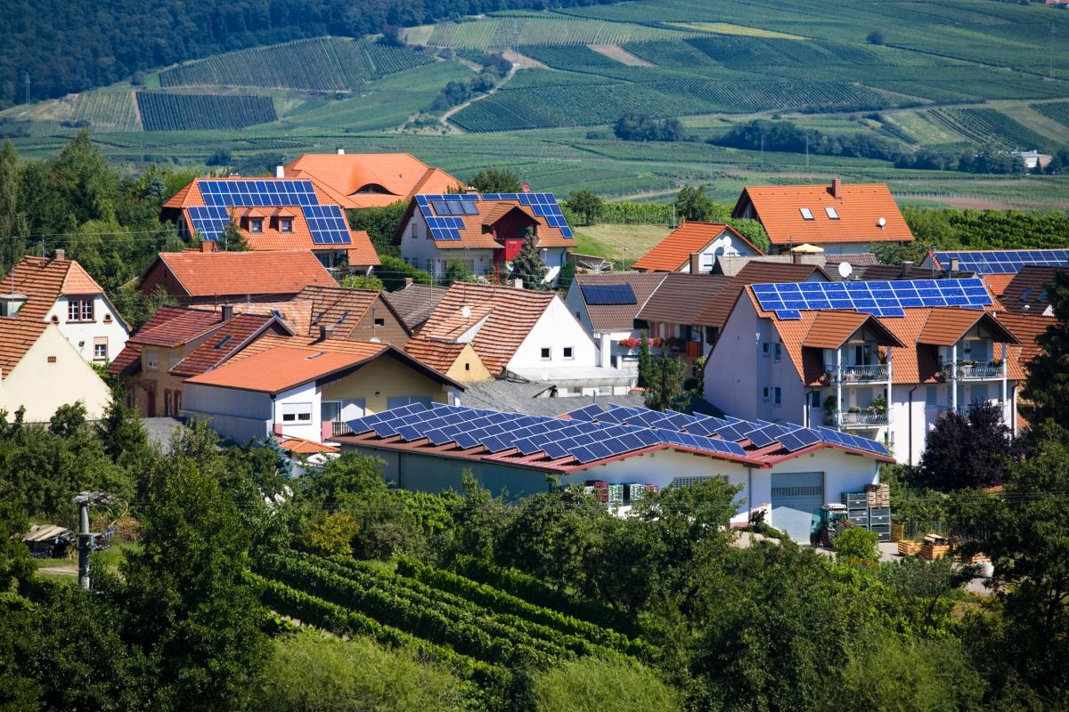 Village with Solar Panel Houses