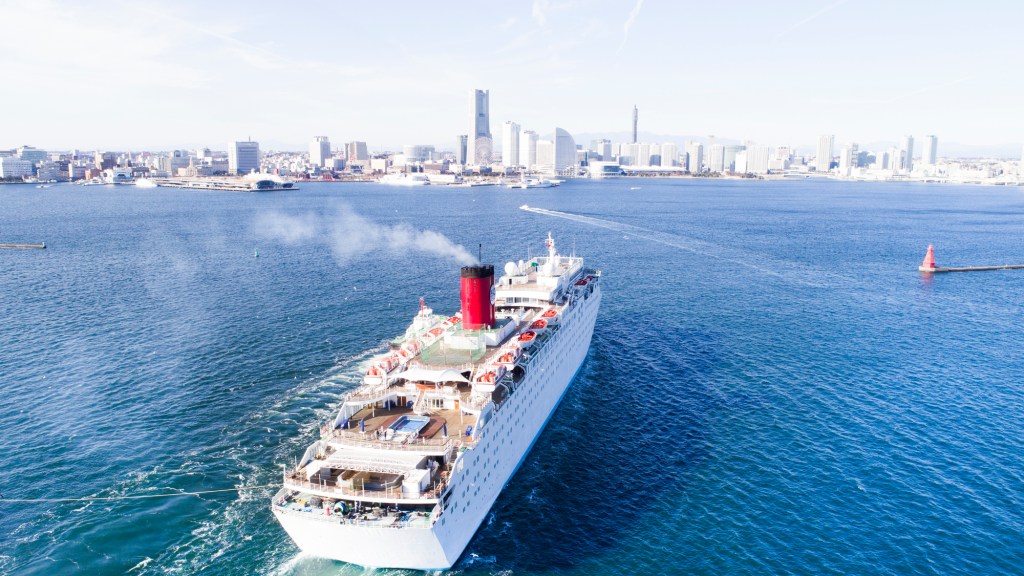 Aerial view of cruise boat