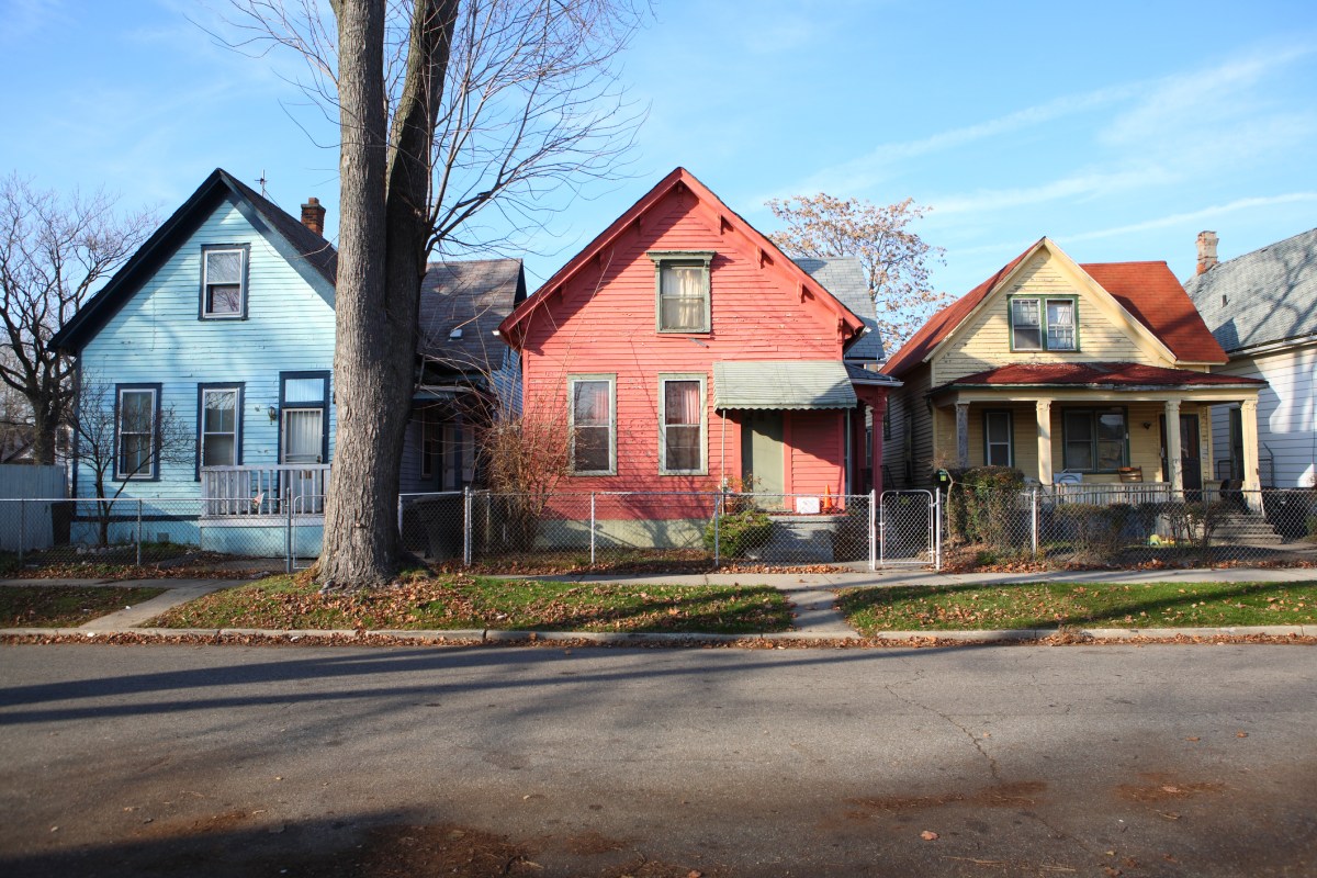 Colorful Houses in a neighborhood on the east side of Detroit