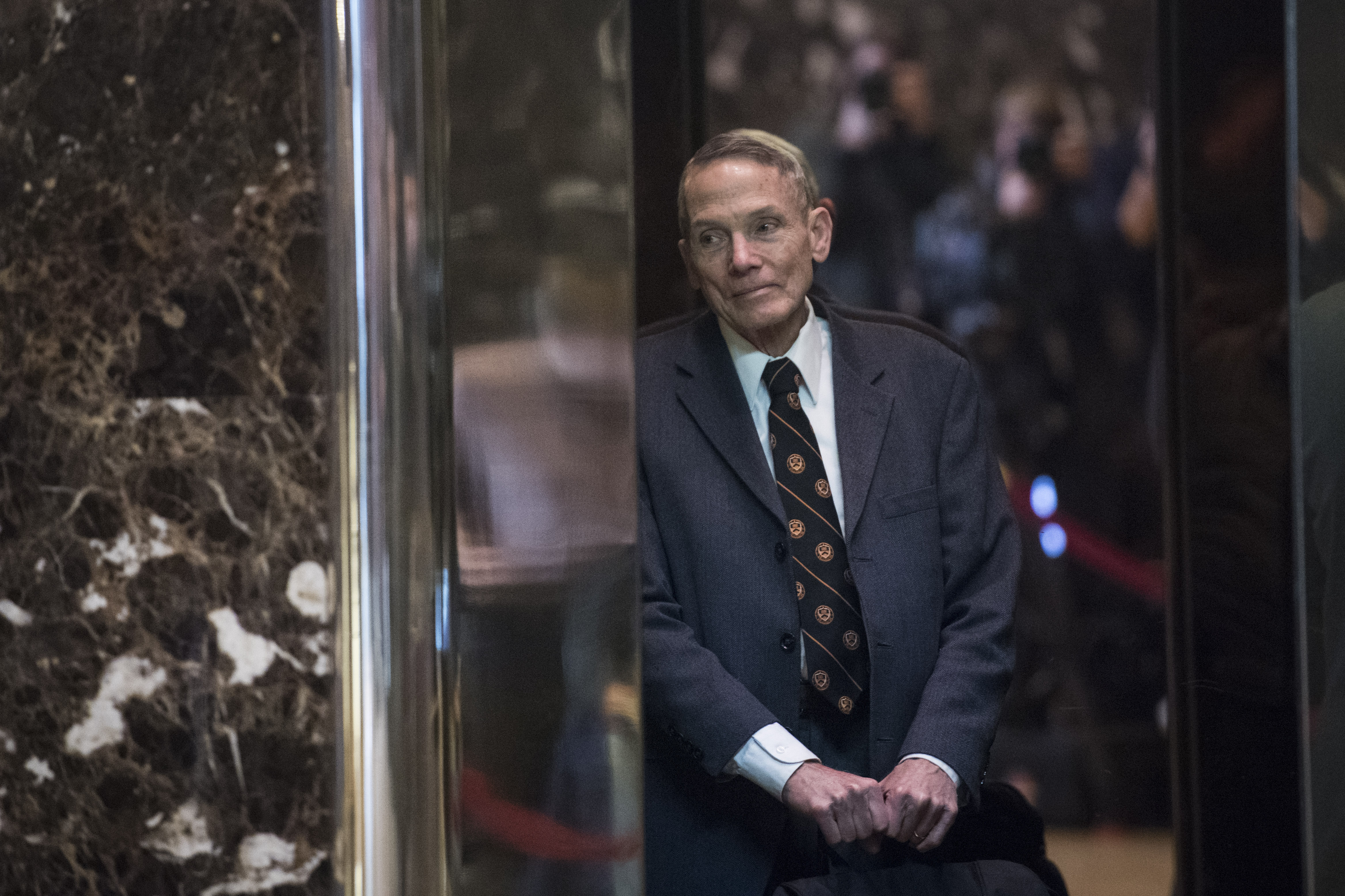 Physicist William Happer in the lobby of Trump Tower in New York.