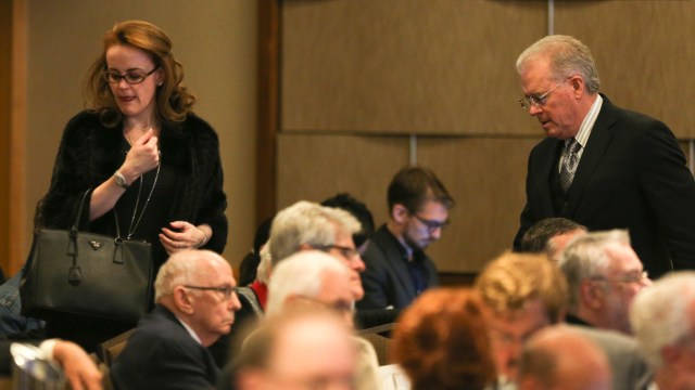 Billionaires Robert Mercer and his daughter Rebekah attend the 12th International Conference on Climate Change hosted by The Heartland Institute in 2017.