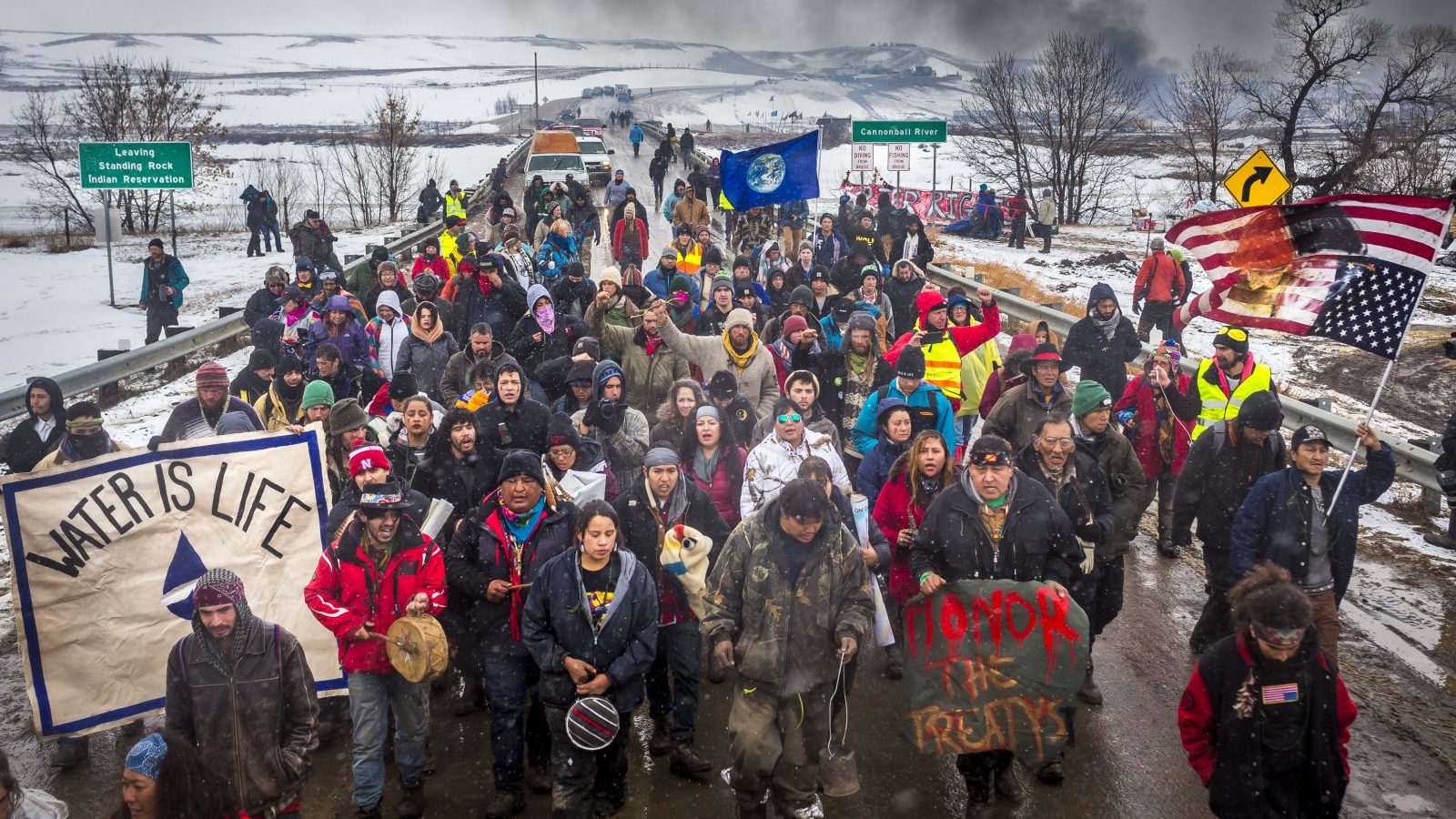Water Protectors March at Standing Rock
