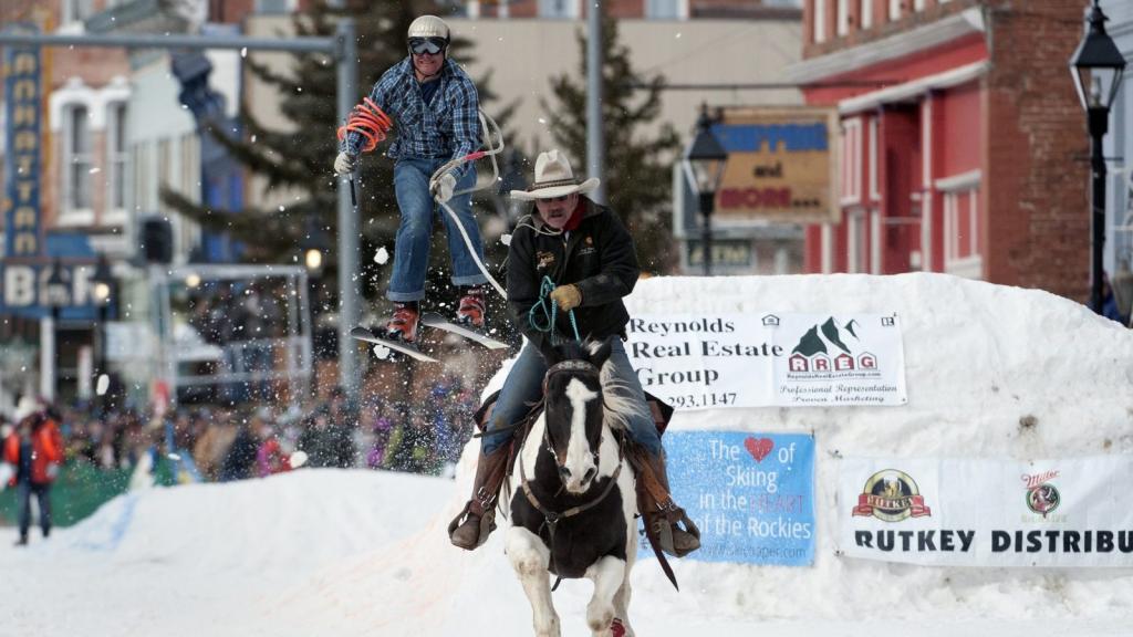 Skijoring, a winter sport