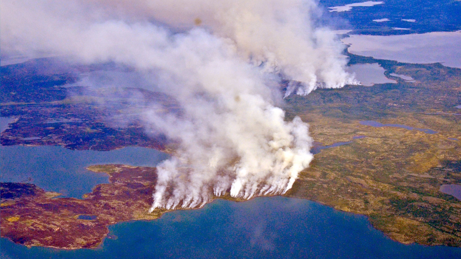 A fire burning over a large swath of the Arctic, amid record heat in 2019.