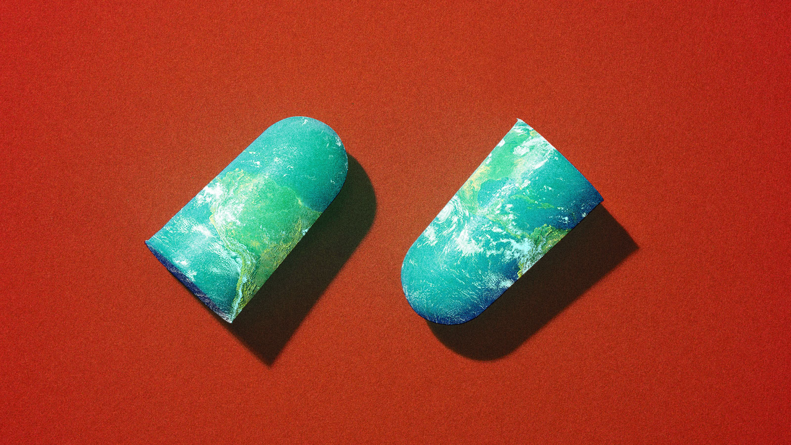 Earplugs with a pattern of planet earth on them