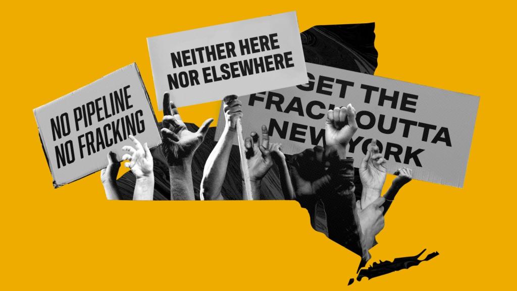 Composite image of pipeline protest signs in NY