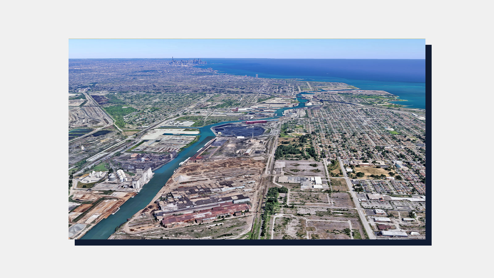 An aerial picture of the new location of a metal scrapyard in the Southeast Side of Chicago