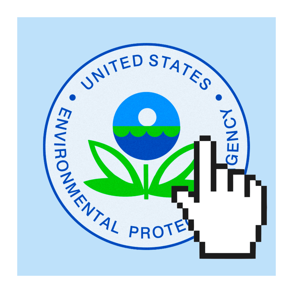 The EPA logo with a hand shaped cursor on top of it