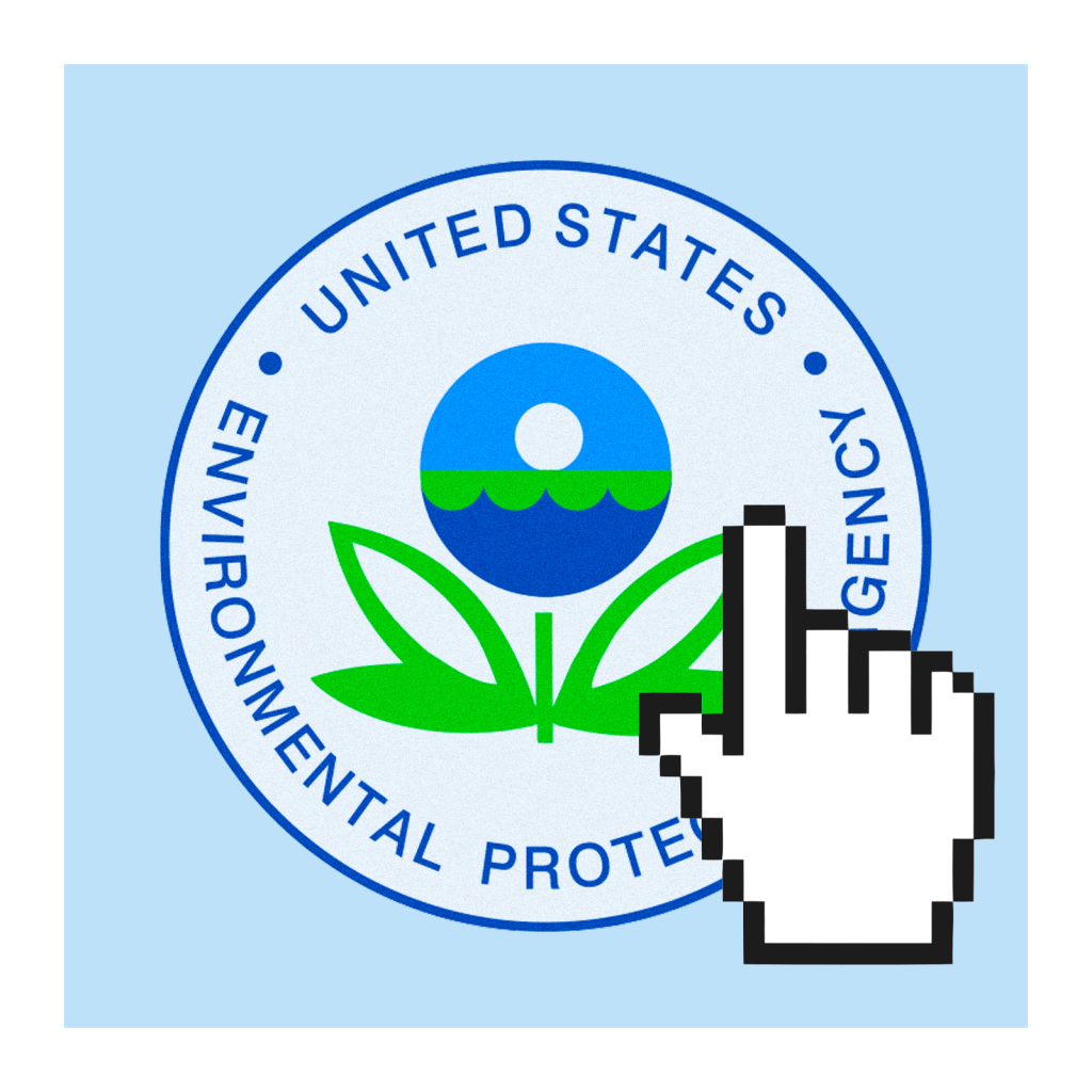 The EPA logo with a hand shaped cursor on top of it