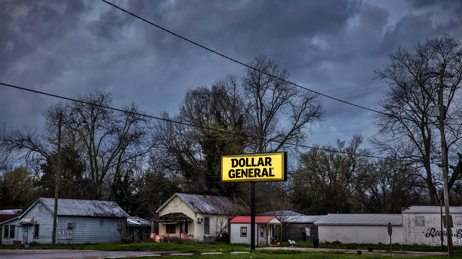 A Dollar General sign in Selma, Alabama