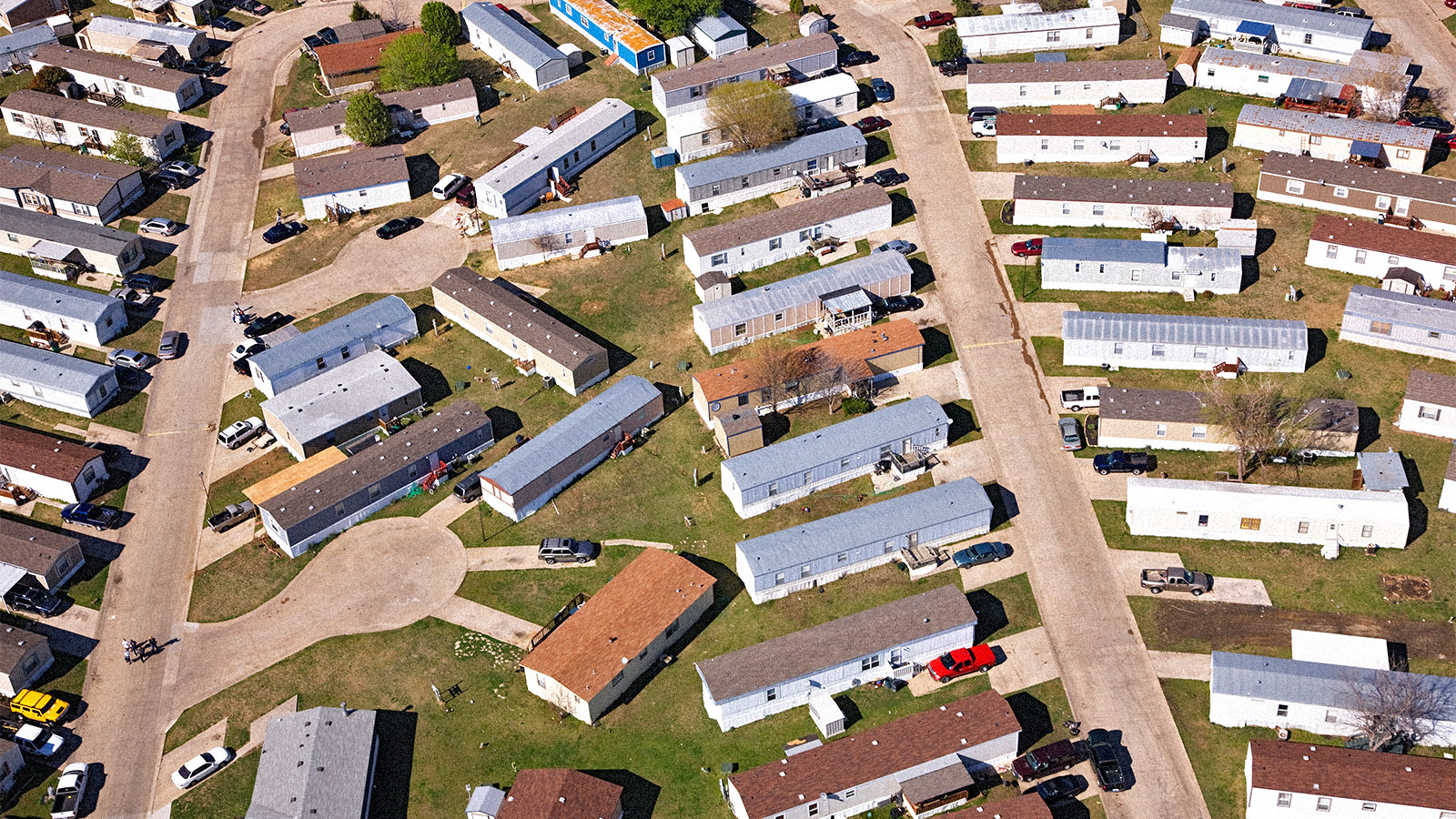 Aerial view of a mobile home park in Texas