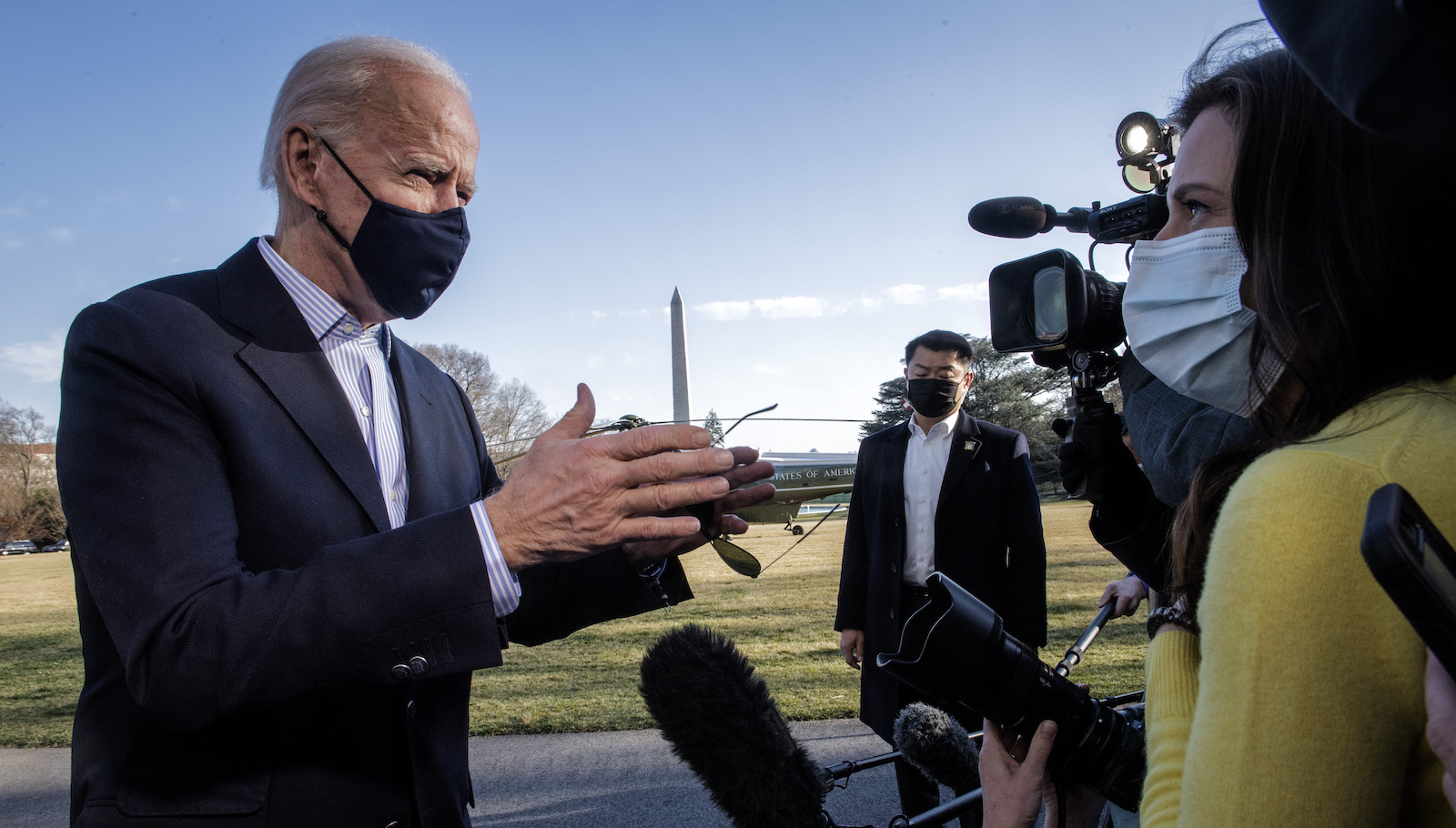 President Joe Biden returns after spending the weeked at Camp David to the White House, on March 21 in Washington, DC.