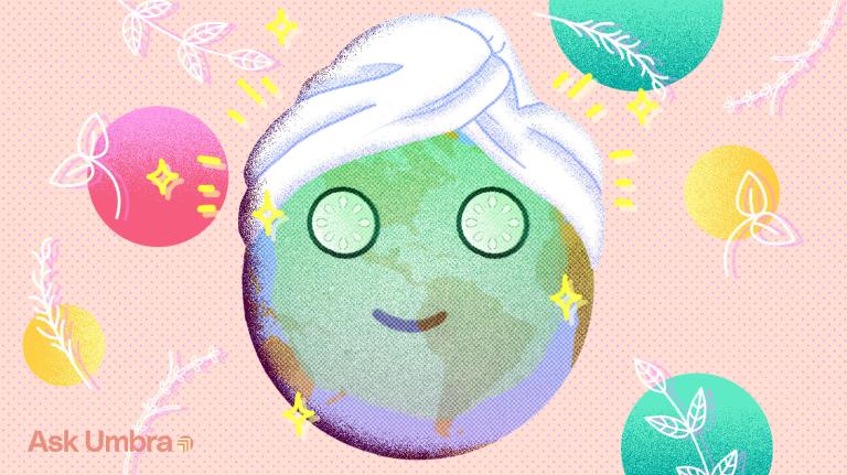 Illustration of planet Earth at a spa