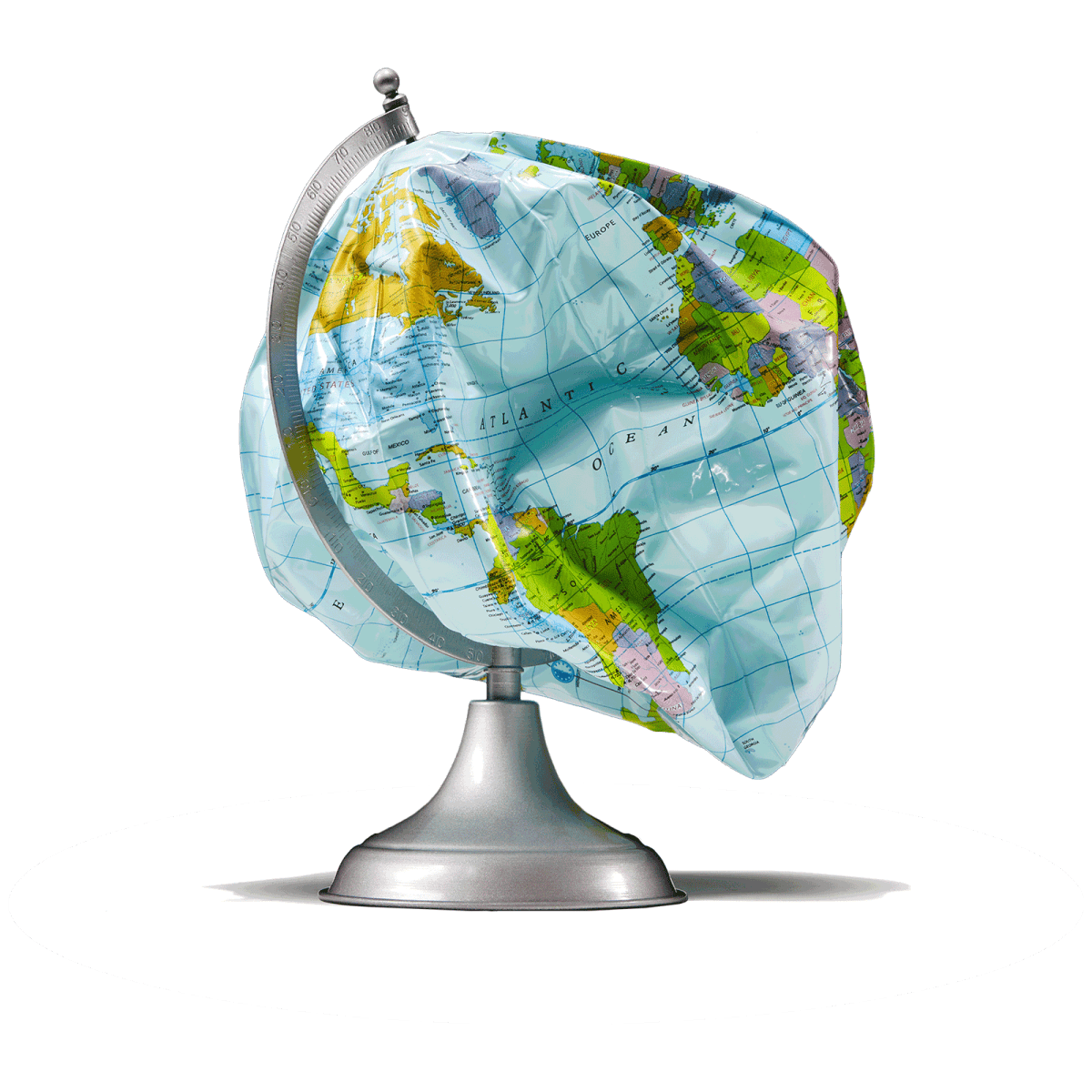 A deflated globe