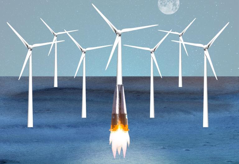 offshore wind turbines blasting off