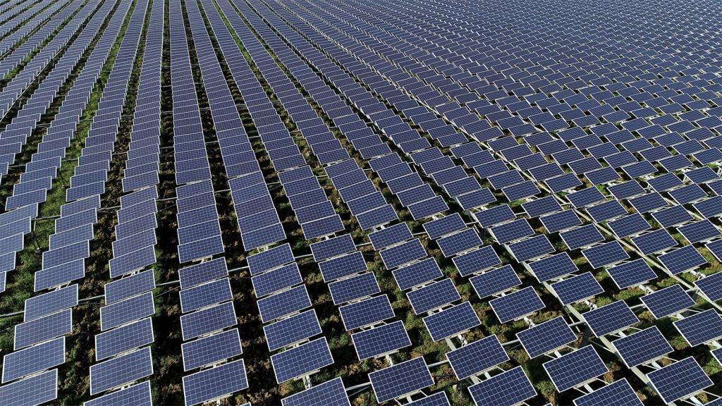 Aerial photo of solar panels