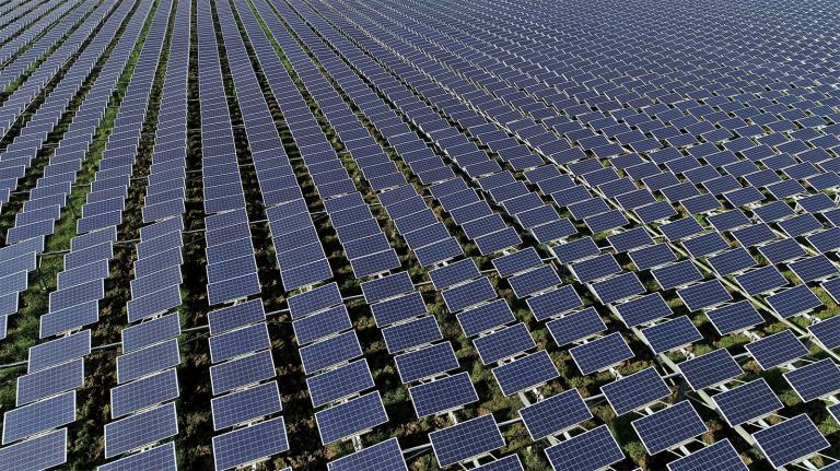 Aerial photo of solar panels