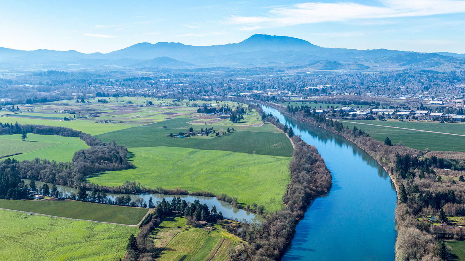 An aerial view of the Willamette Valley in Oregon.