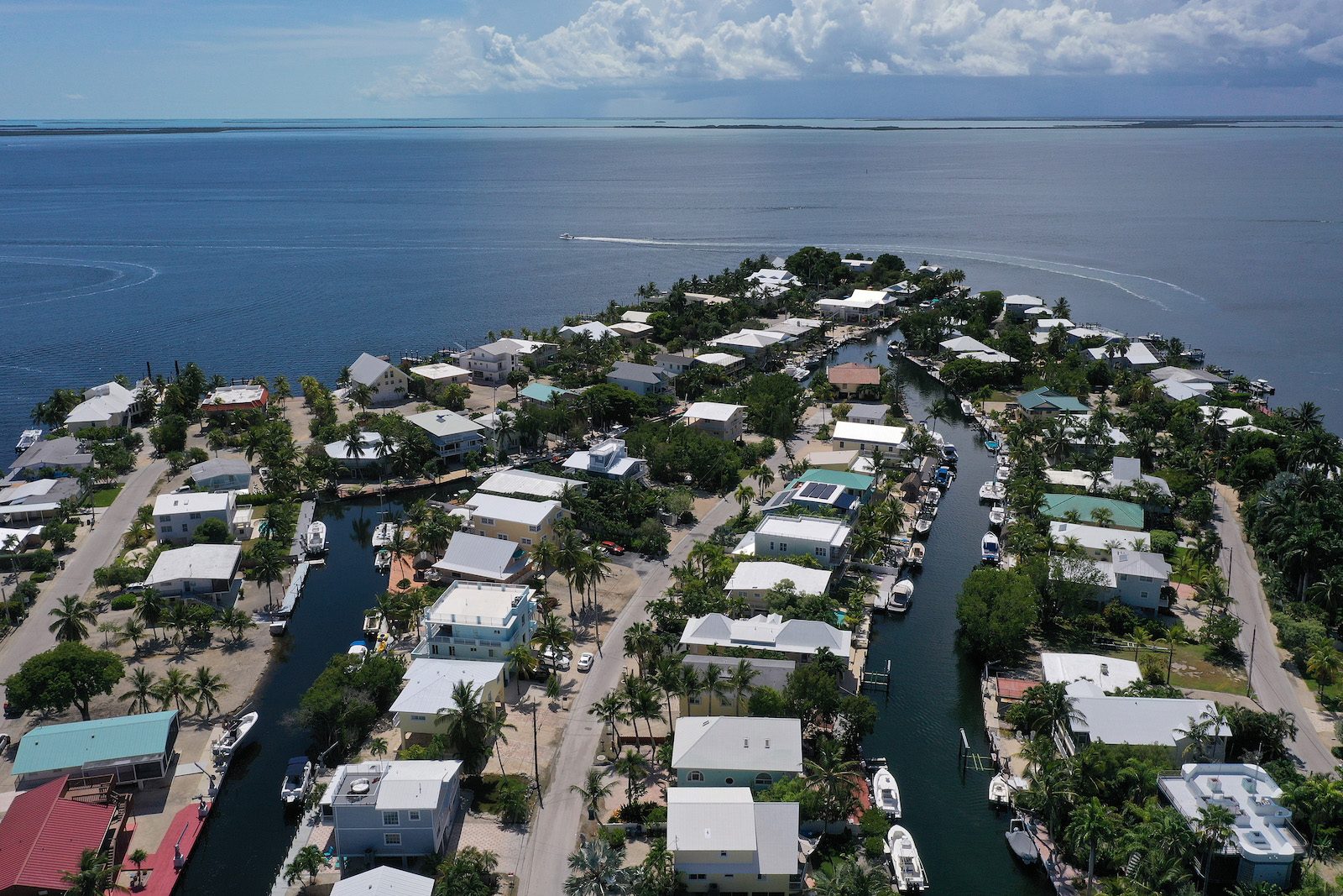 An aerial photo of Key Largo, Florida.