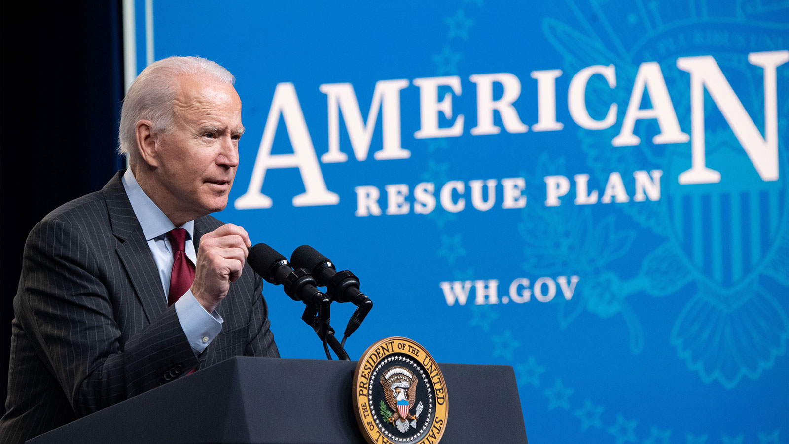 US President Joe Biden speaks about the American Rescue Plan
