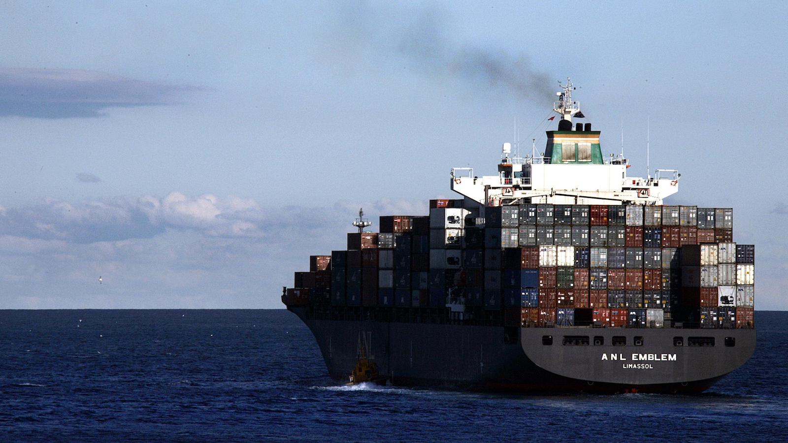 A container ship at sea.