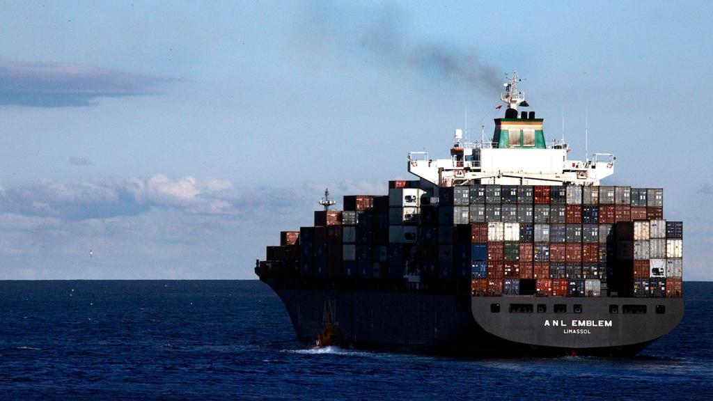 A container ship at sea.