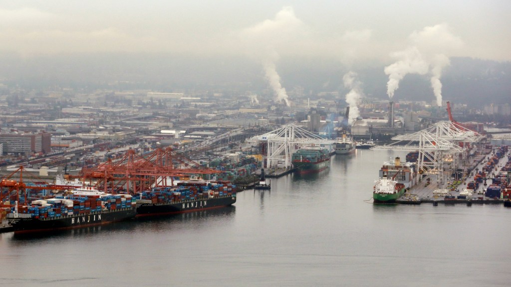 The Port of Seattle along the Duwamish River in Seattle.