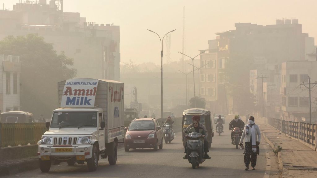 A smoggy sky in Amritsar, India.
