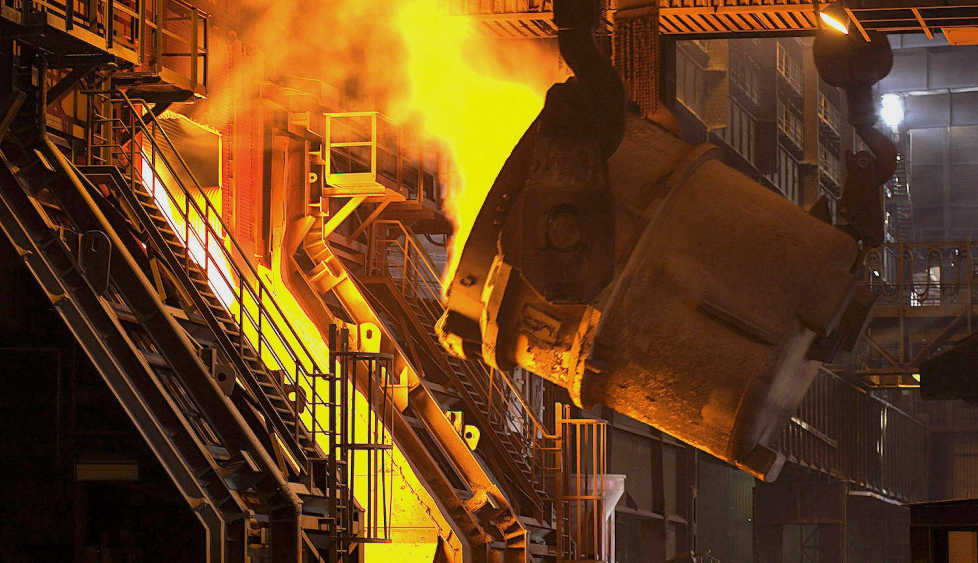 A blast furnace at a steel mill in Salzgitter, Germany.