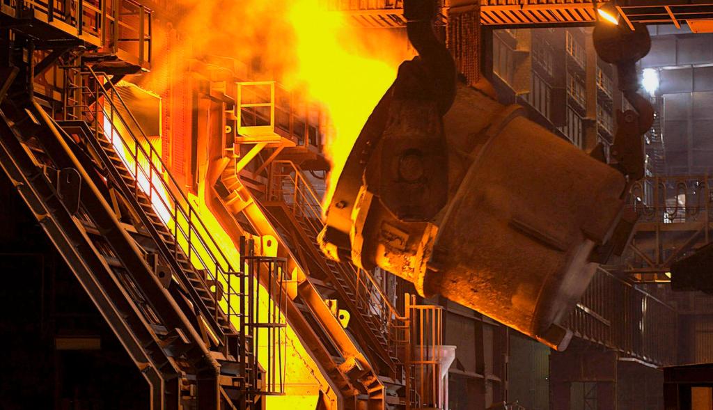 A blast furnace at a steel mill in Salzgitter, Germany.