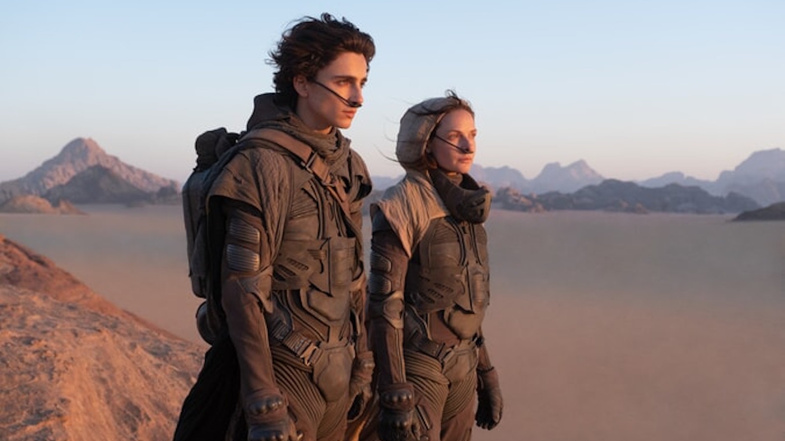 Dune protagonists look out over the desert.