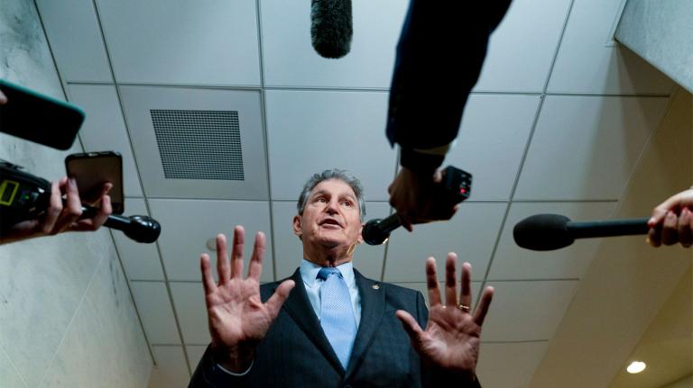 Senator Joe Manchin speaking with reporters