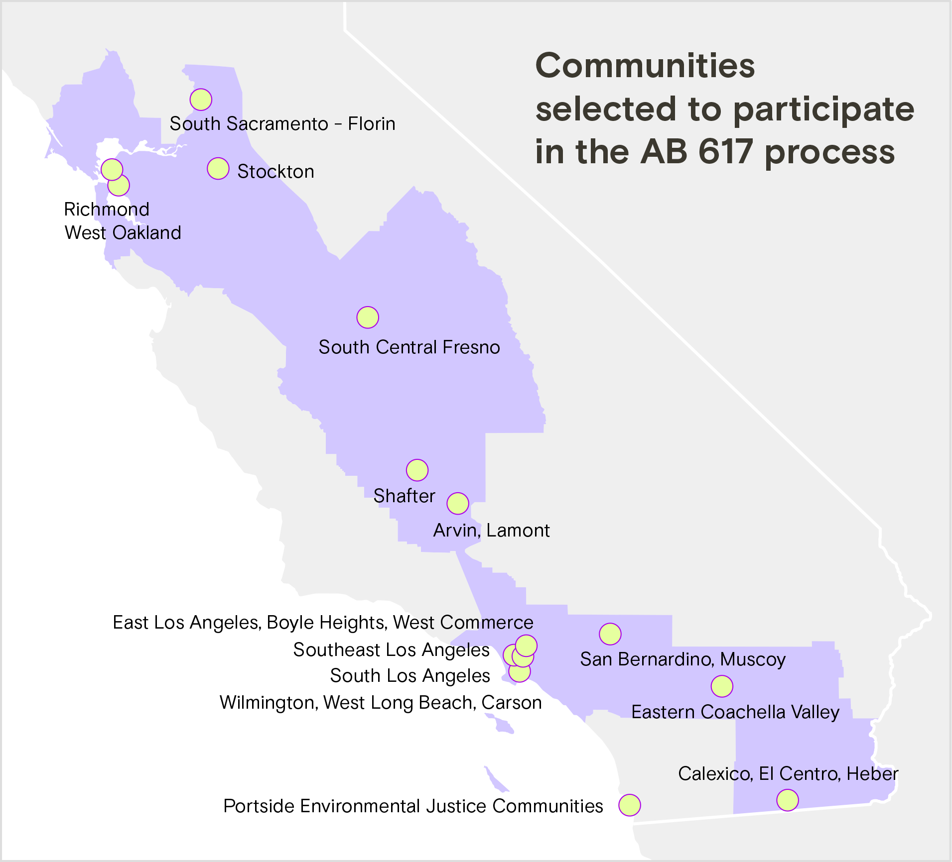 Communities selected to participate in the AB 617 process