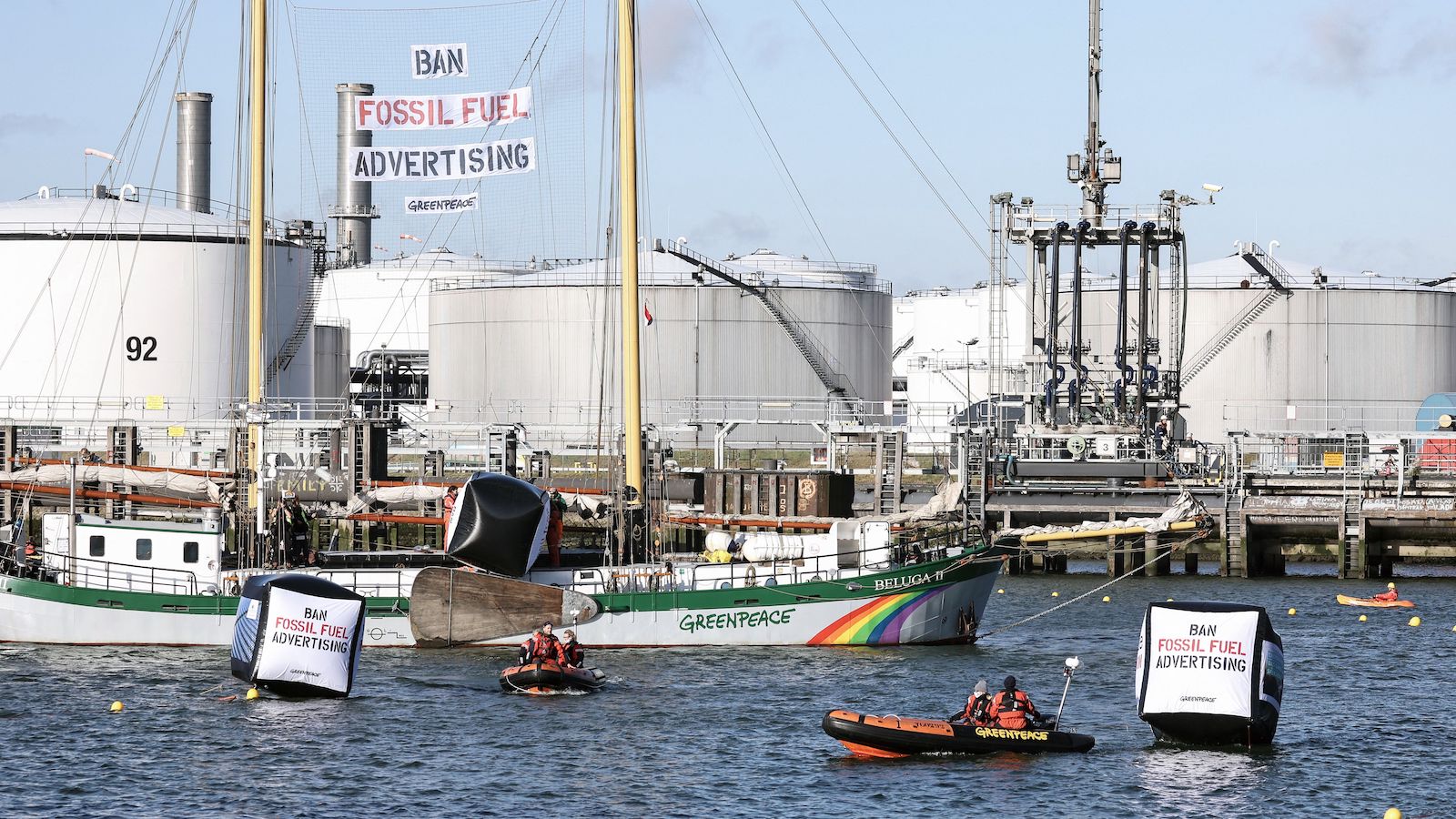 Activists block a refinery in Rotterdam