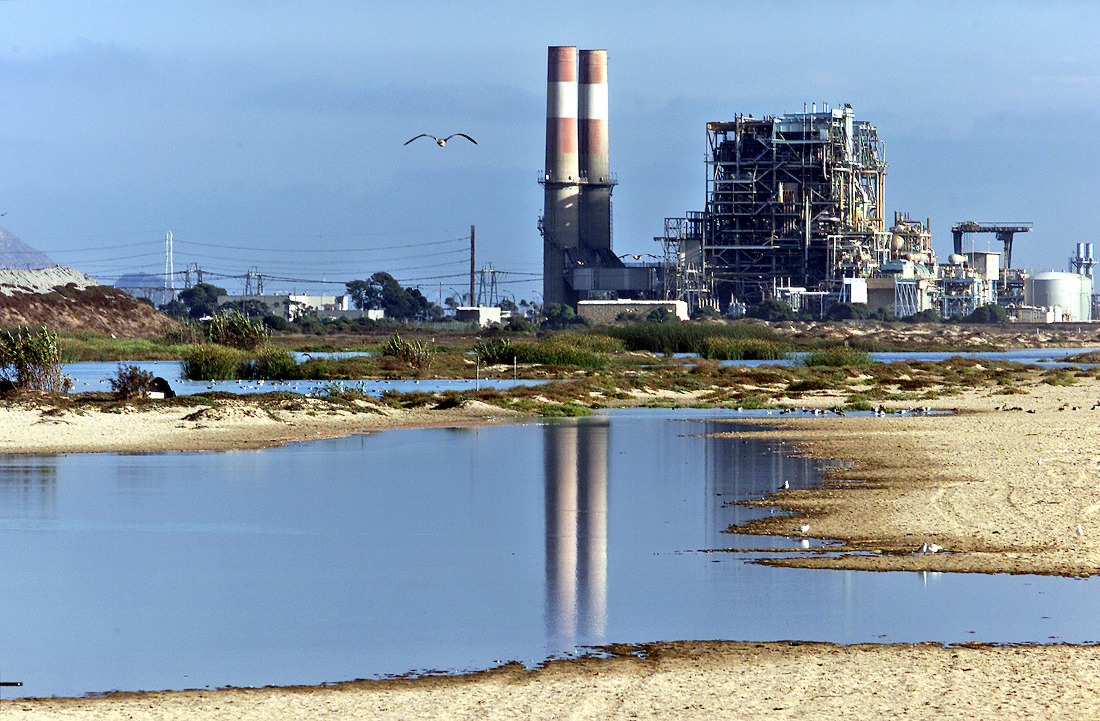 The Reliant power plant on the wetlands of Ormond Beach is one of more than 400 toxic facilities in California at risk for severe flooding events before 2100.