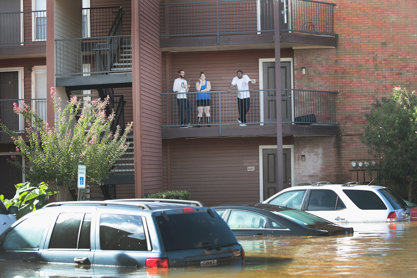A Houston apartment floods following Hurricane Harvey.