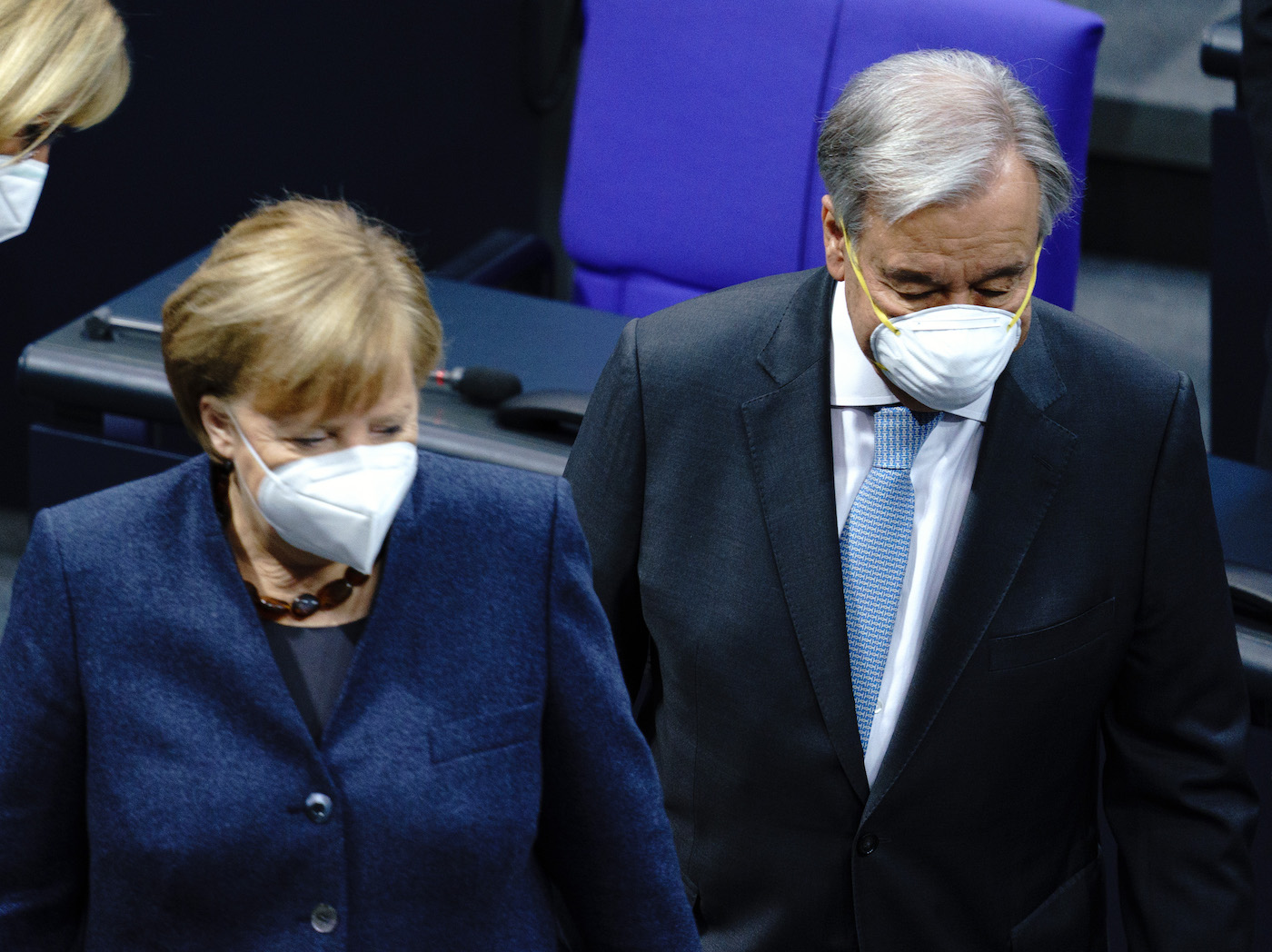 UN Secretary-General António Guterres and German Chancellor Angela Merkel.
