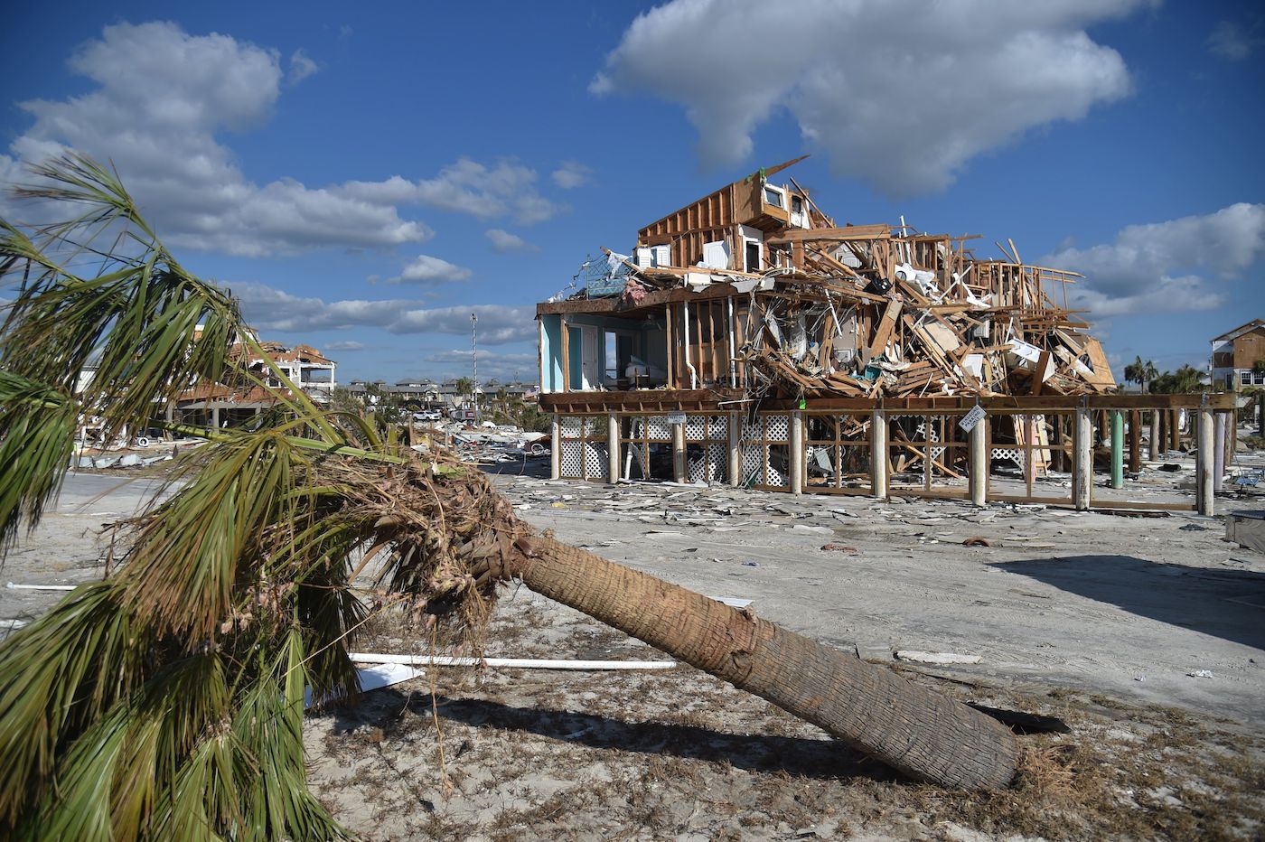 View of the damaged caused by Hurricane Michael in Mexico Beach, Florida, on October 13, 2018.