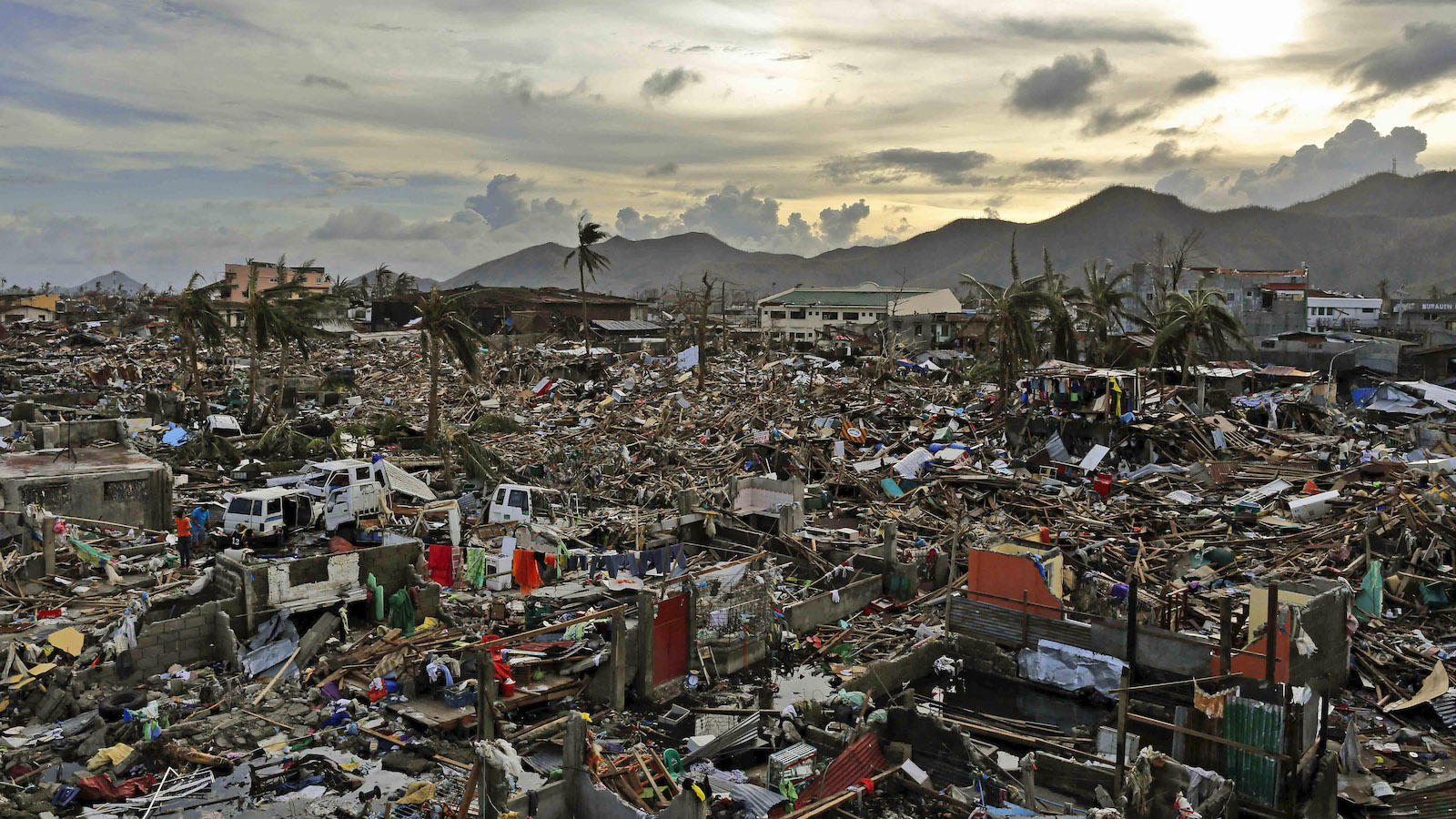 A neighborhood destroyed by Typhoon Yolanda in the Philippines in 2013
