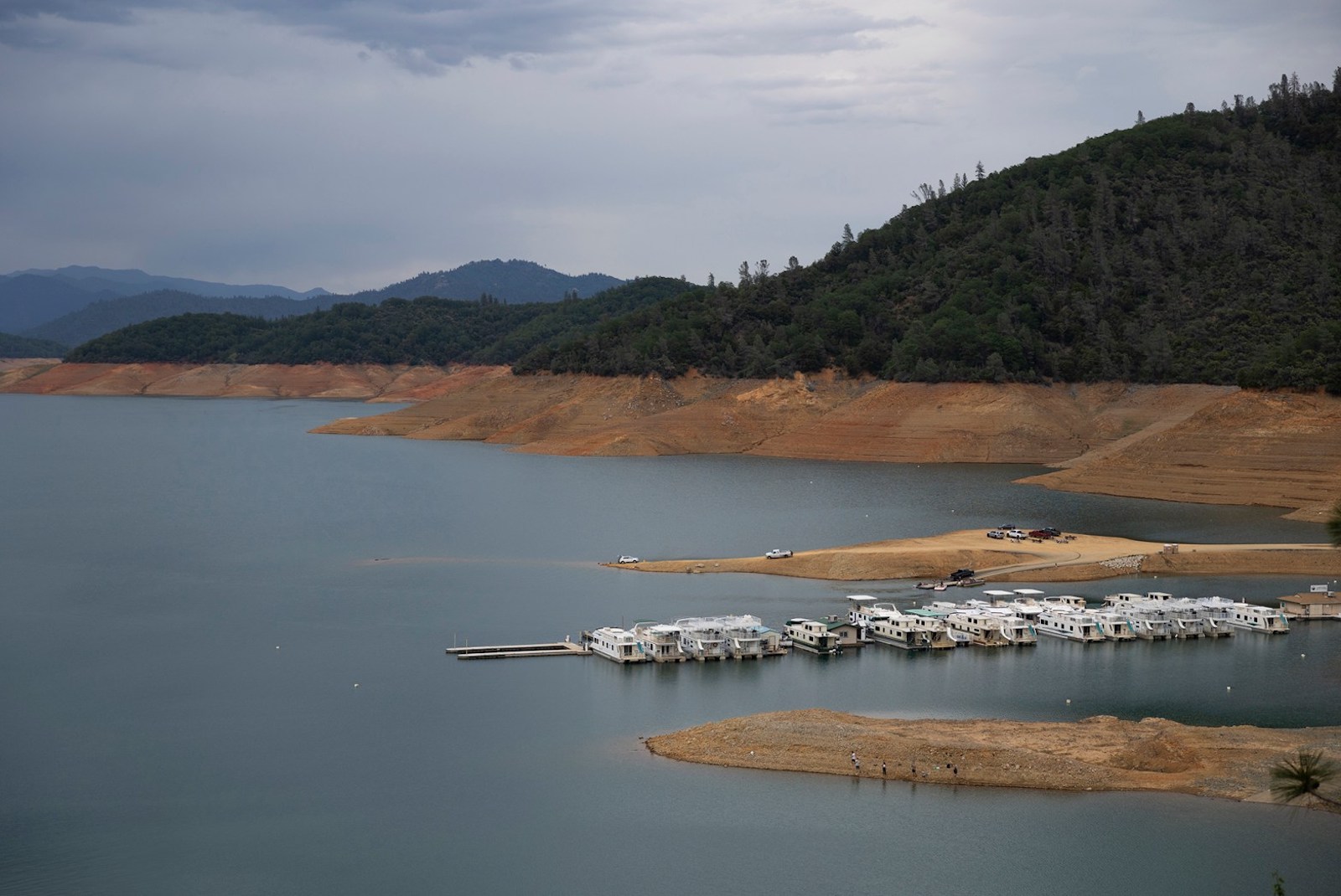 Low water levels at Shasta Lake on April 25, 2022.