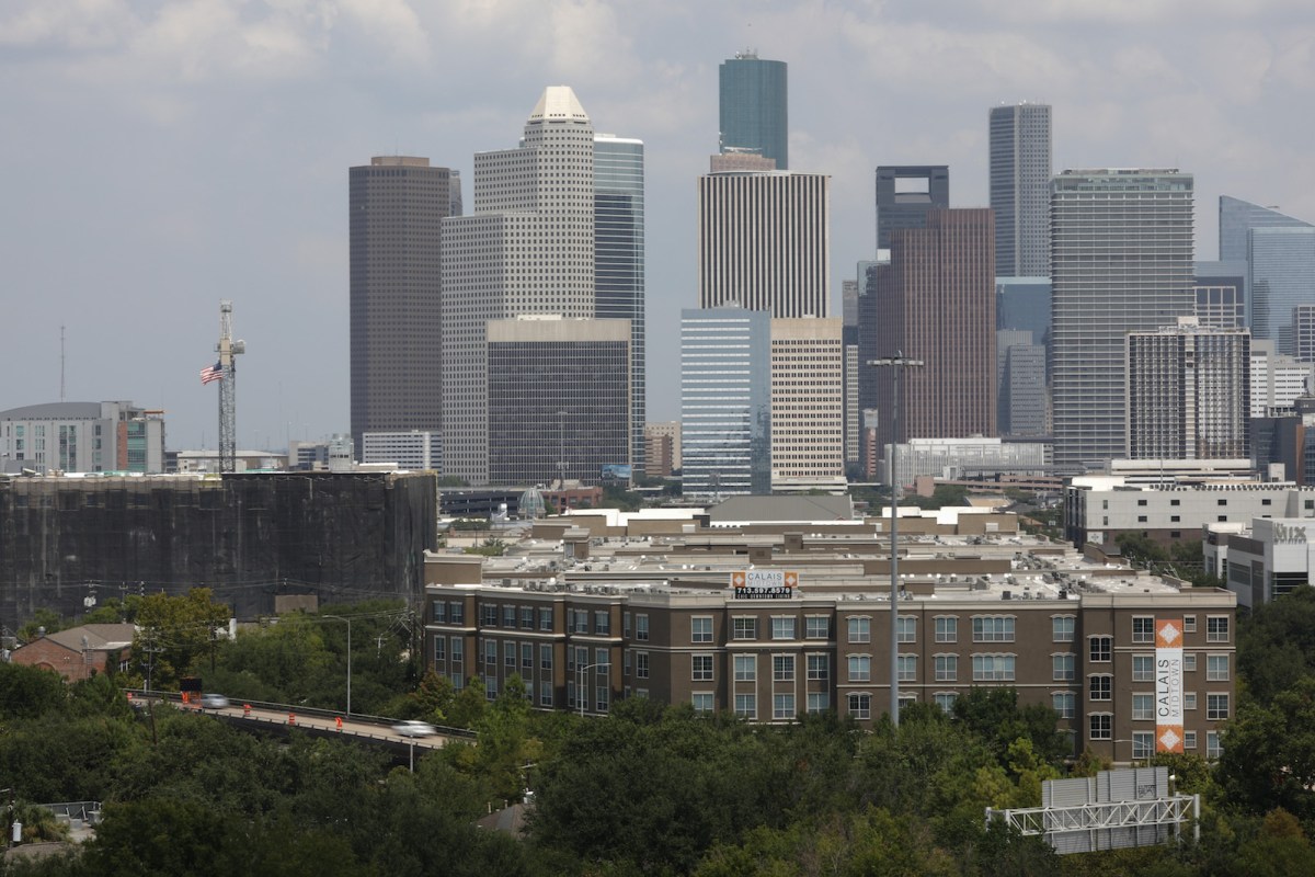 The downtown skyline in Houston, Texas on August 25, 2018.