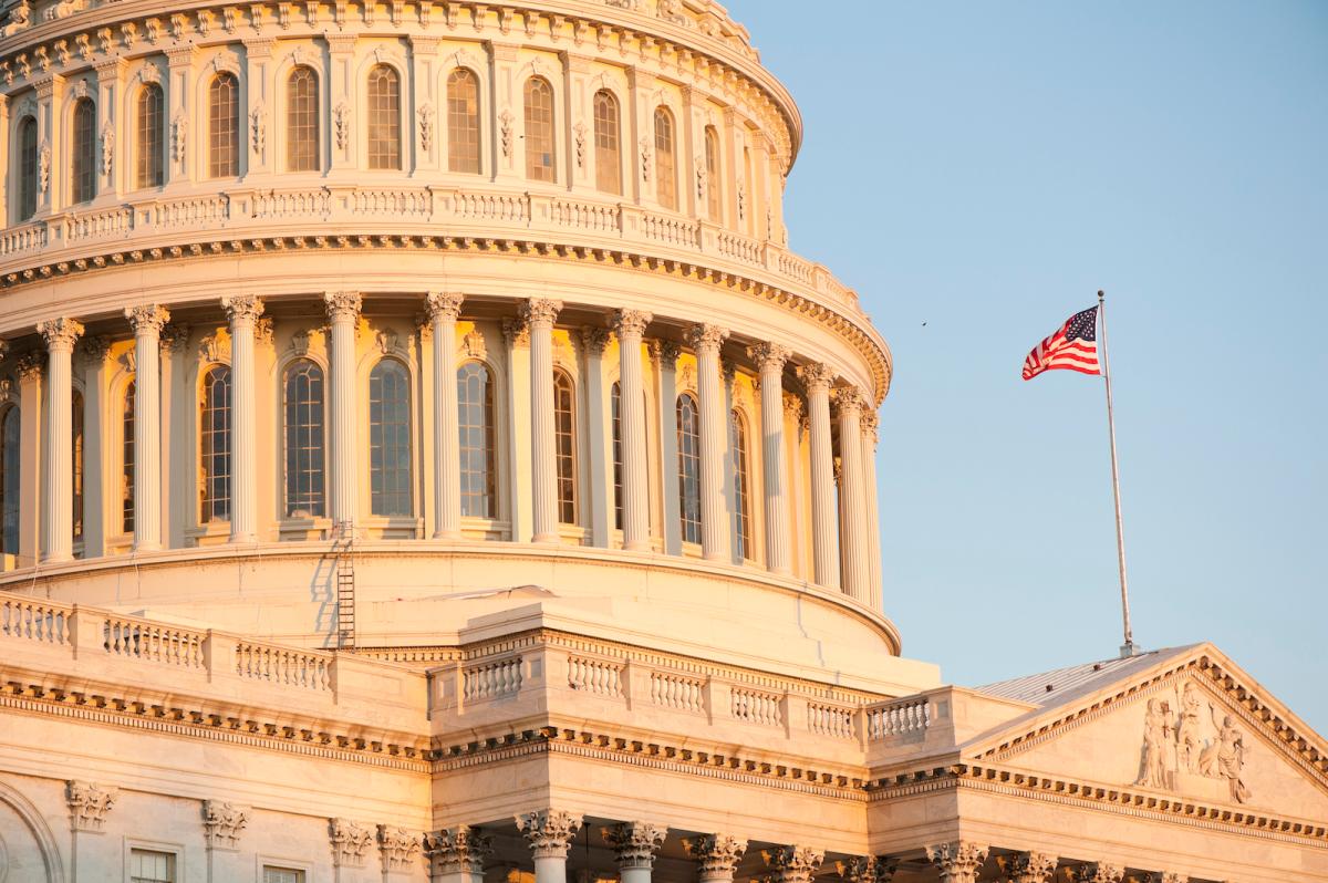 the U.S. Capitol building at sunrise