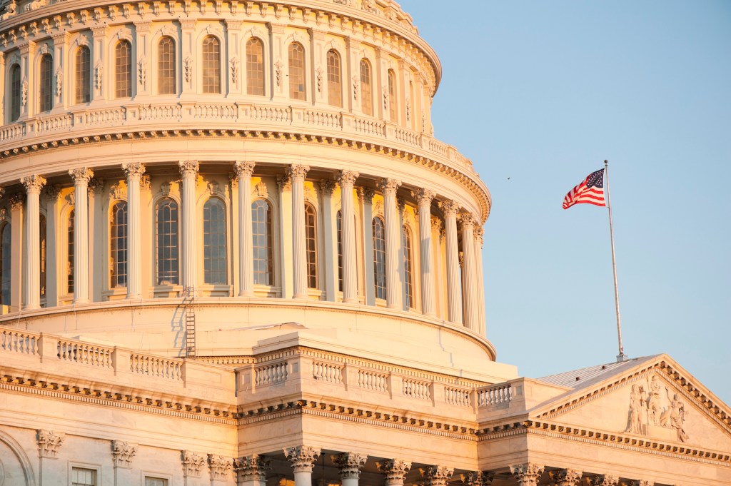 the U.S. Capitol building at sunrise