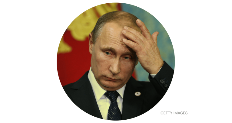 Putin holds his head