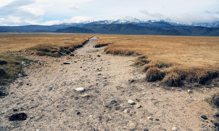 Dry creek beds and channels near Bridgeport Reservoir in the Eastern Sierra