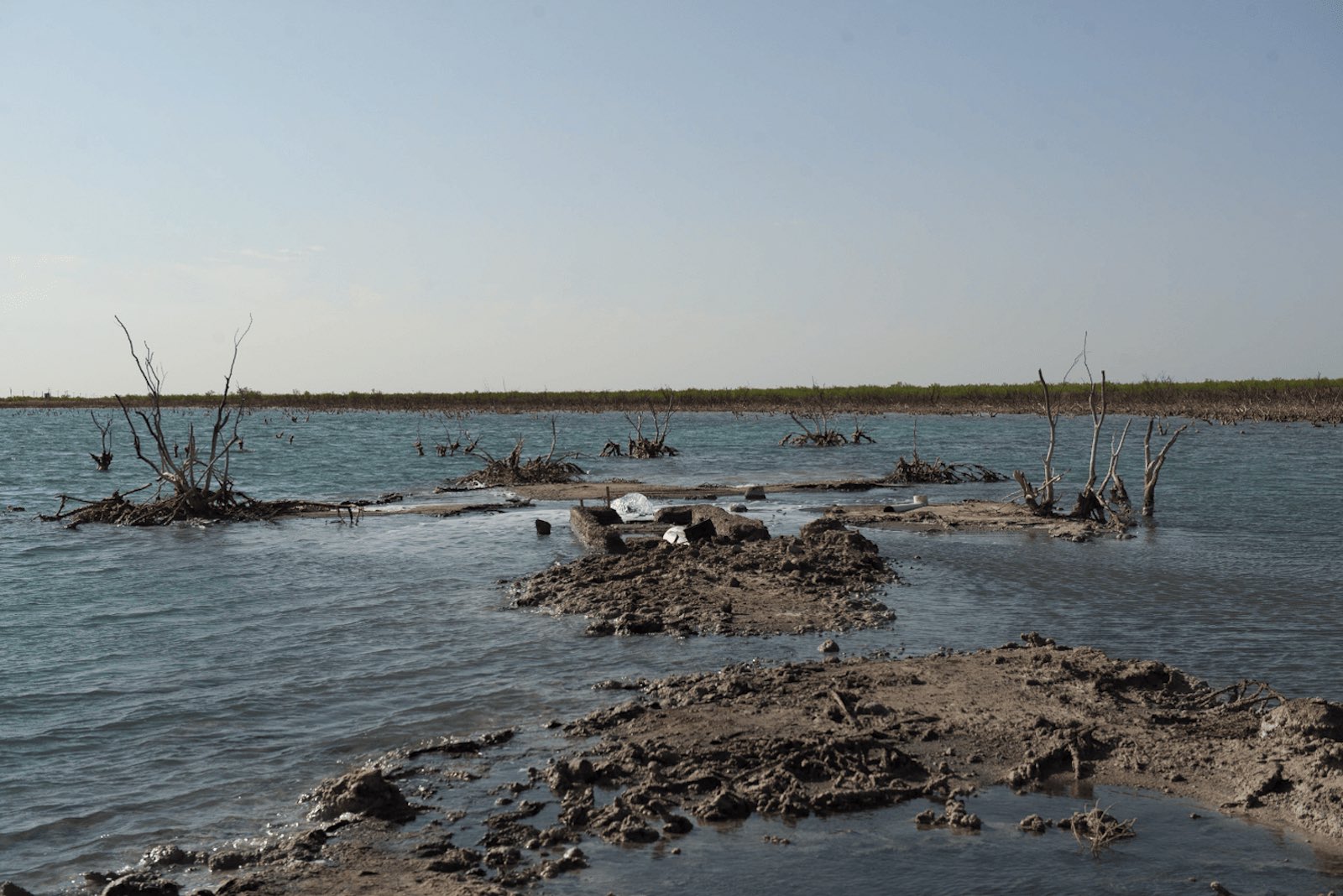 A photo of Lake Boehmer, an abandoned oil and gas well.
