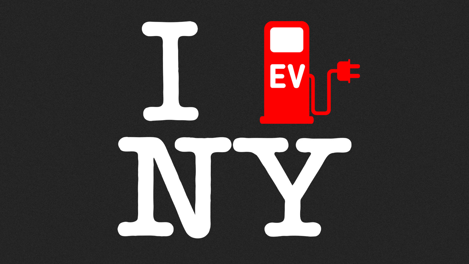 I Heart NY graphic, but instead of a heart a red electric vehicle charging station is in its place