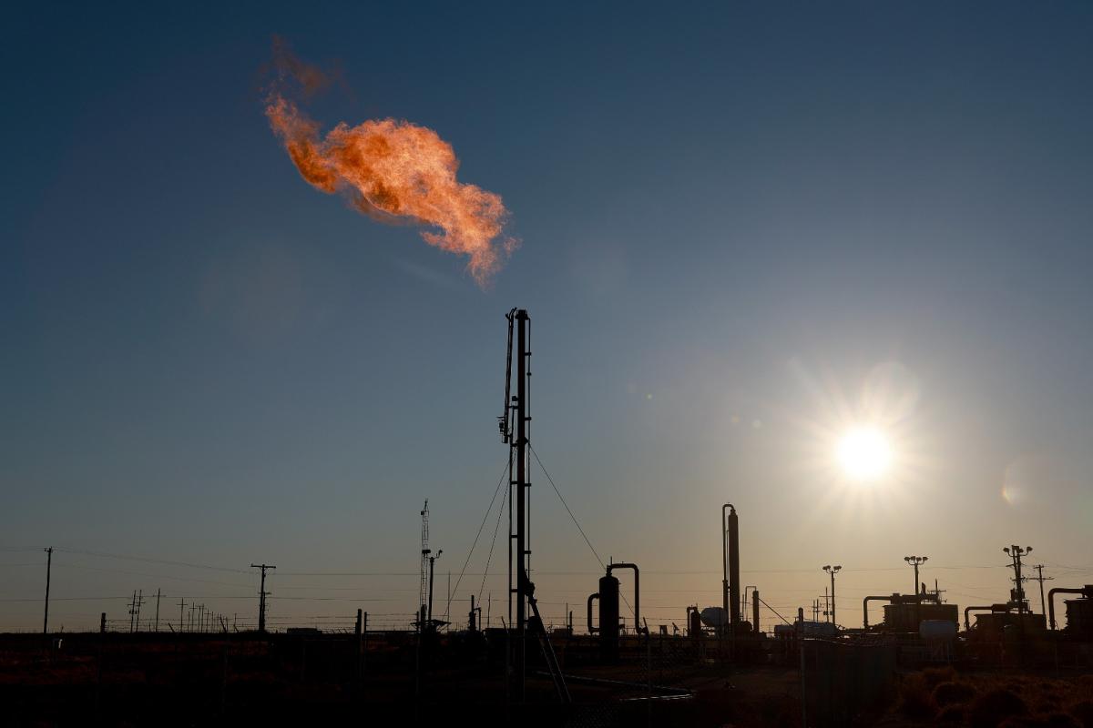 Natural gas is flared off during an oil drilling operation in the Permian Basin oil field on March 12, 2022 in Midland, Texas. President Joe Biden imposed a ban on Russian oil, the world’s third-largest oil producer, which may mean that oil producers in the Permian Basin will need to pump more oil to meet demand. The Permian Basin is the largest petroleum-producing basin in the United States.