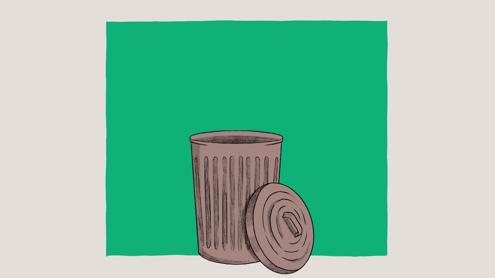 Animation of a yogurt container following the shape of a recycling symbol into a trash can