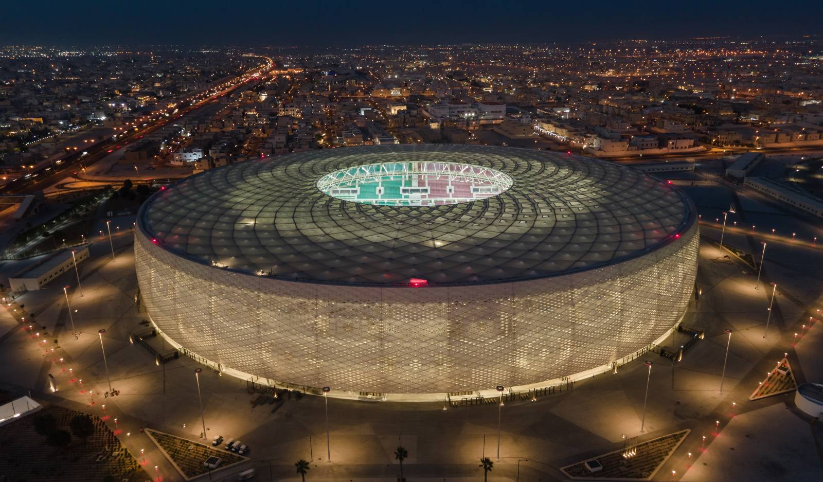 Aerial view of Al Thumama stadium in Qatar.